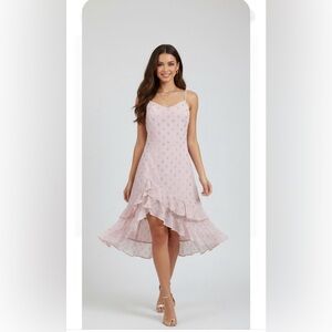 Her Destiny .Pink Dress with Gold Accents